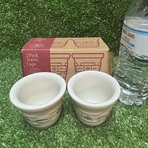 Charming Lonaberger Cream Votive Cups - Set of 2